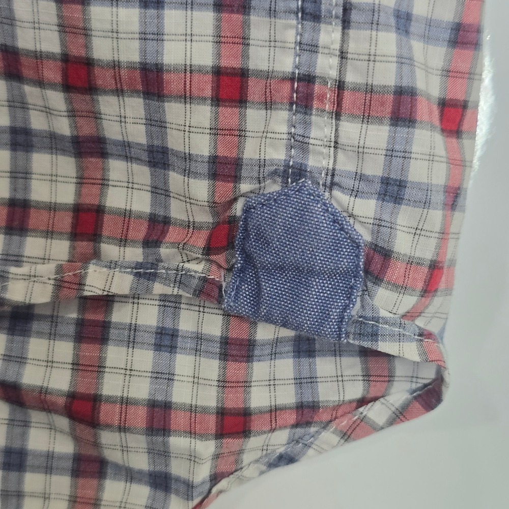 Faconnable Button Down Shirt Mens S Red White Plaid Contemporary Long Sleeve - Picture 10 of 14